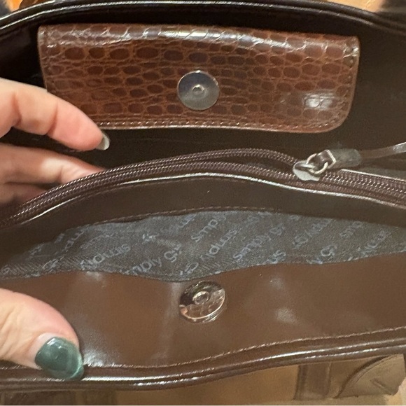 Stylish Brown Shoulder Bag with Leather Trim and Comfortable Handles nwot - Picture 5 of 16